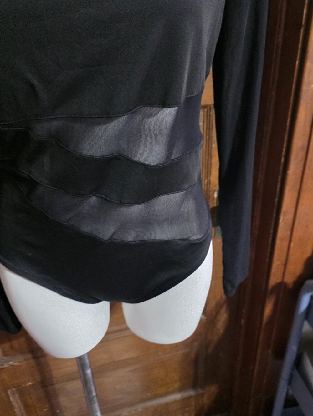 Milumia Long Sleeve Mesh Bodysuit Black Size L - Picture 8 of 15